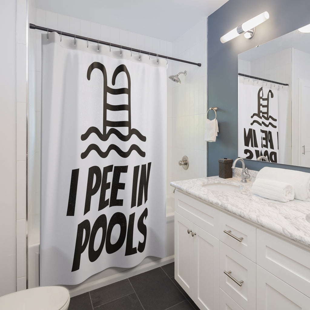 I Pee In Pools Gag Shower Curtain Gift: Hilarious Novelty for Pool Sharks