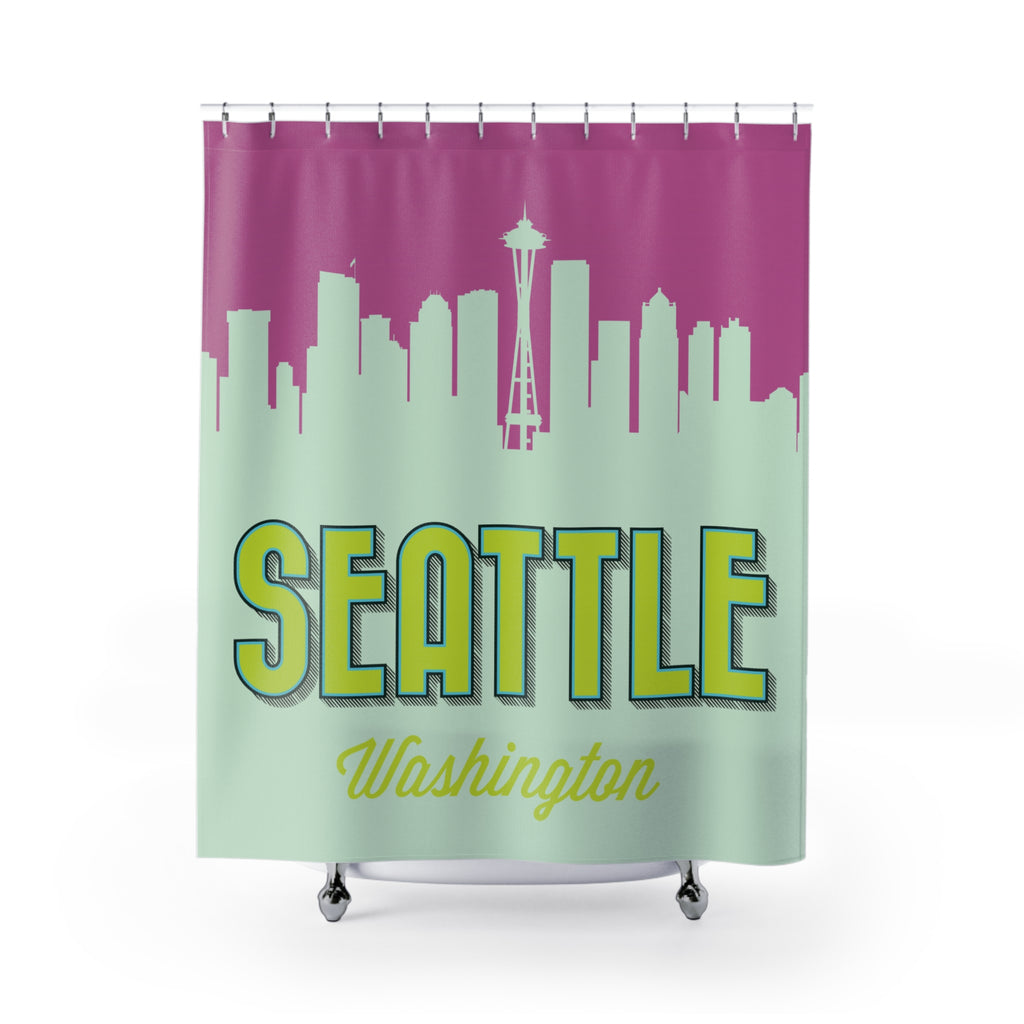 Pop Art Seattle Slogan Shower Curtain Gift: Vibrant City Pride for Traveler Homes
