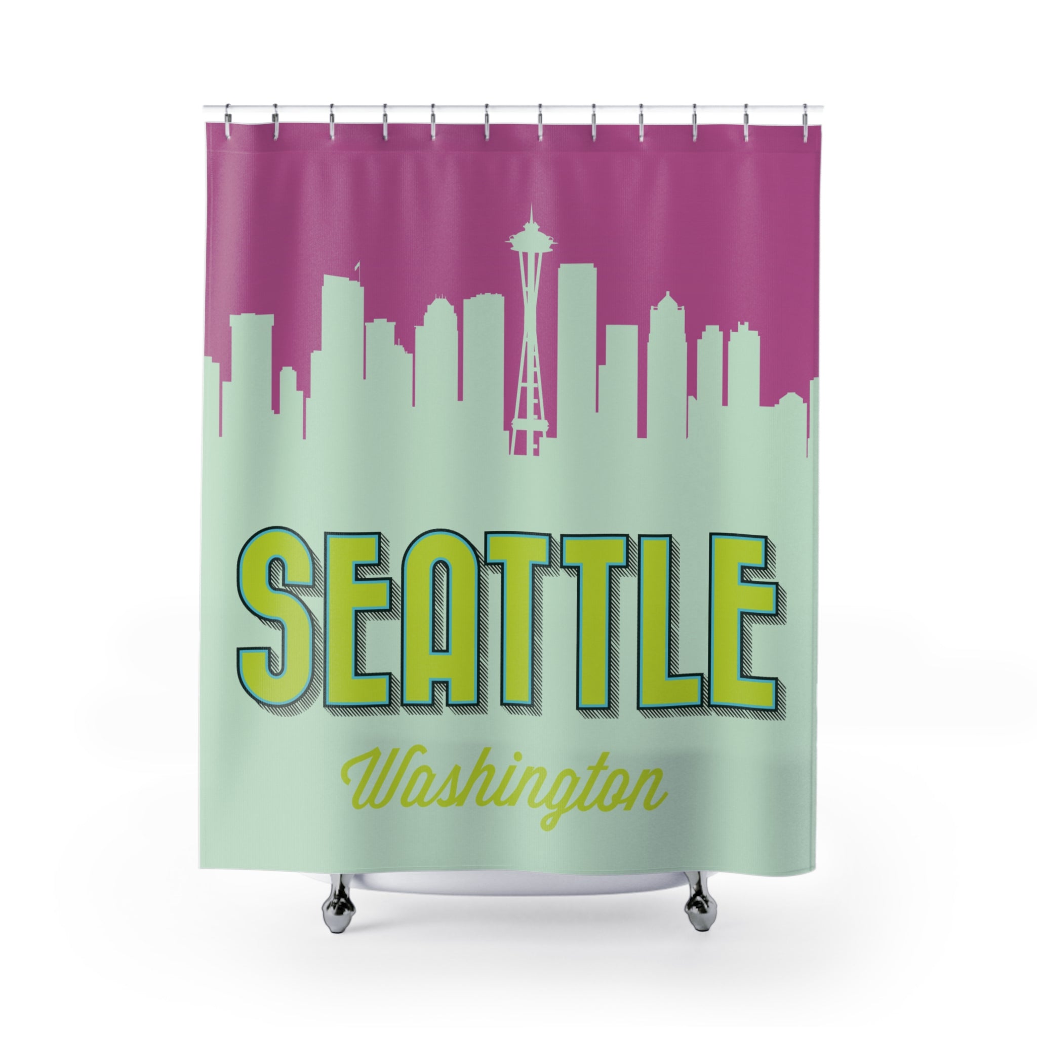 Pop Art Seattle Slogan Shower Curtain Gift: Vibrant City Pride for Traveler Homes