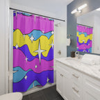 Cosmic Wavy Stars Shower Curtain Gift: Groovy Space Art for Dreamy Homes
