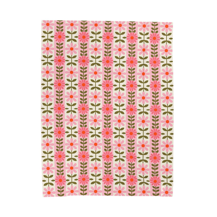 Retro Daisy Blooms Velveteen Plush Blanket design