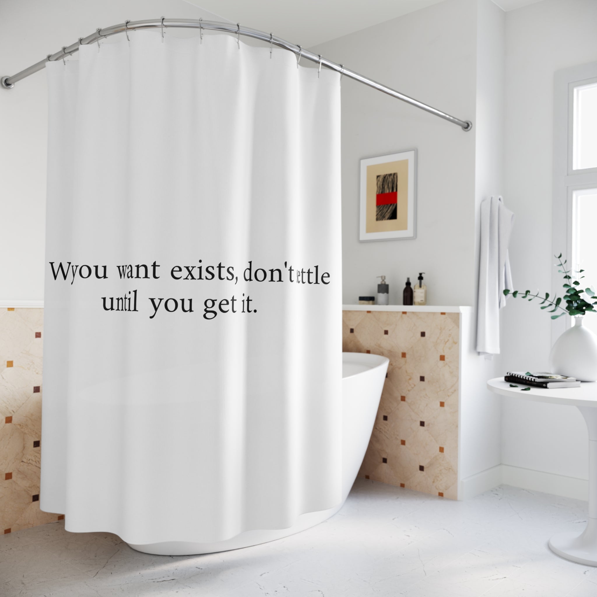 "Don't Settle" Motivational Quote Shower Curtain Gift: Daily Inspiration for Ambitious Homes