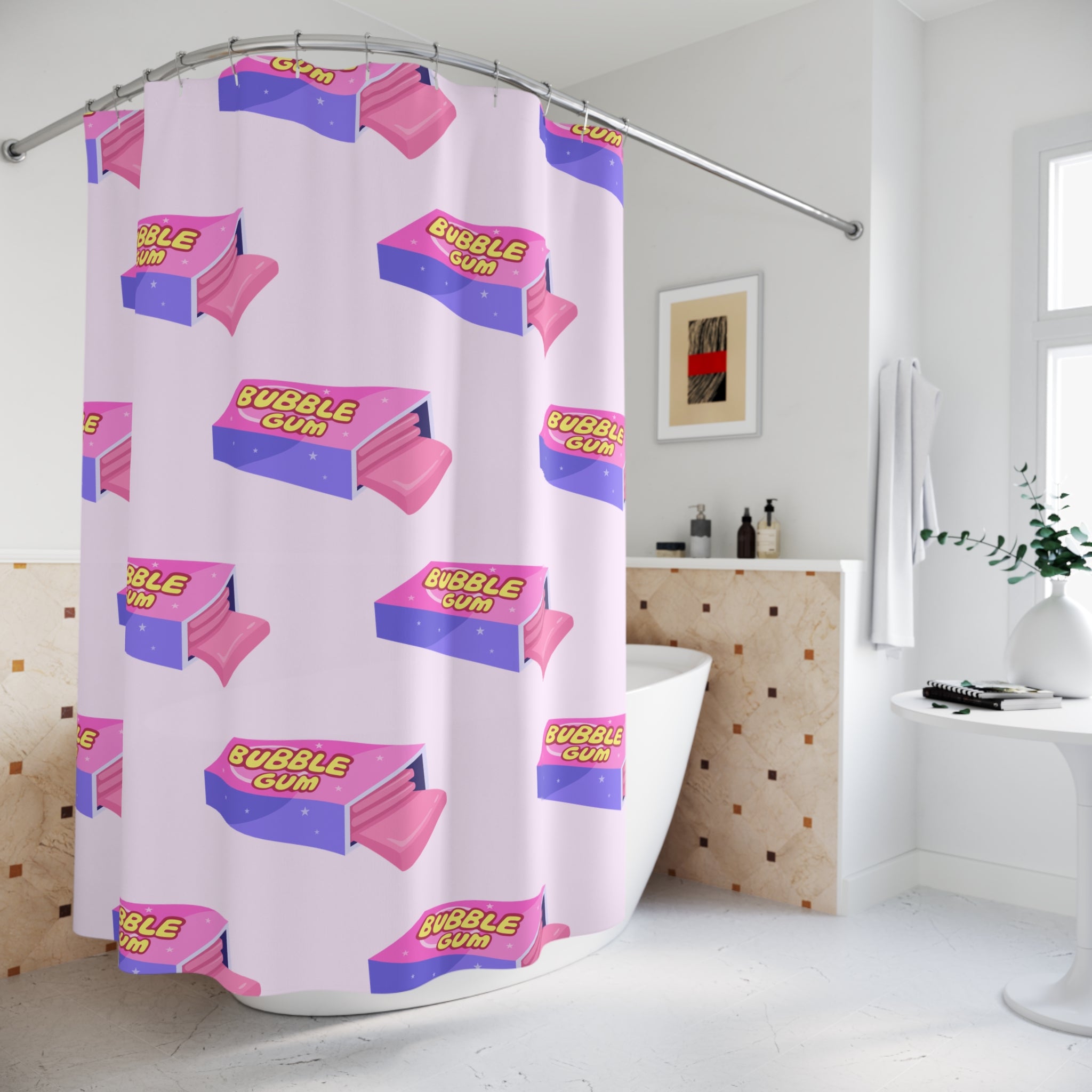 Retro Bubble Gum Pack Shower Curtain Gift: Sweet Nostalgia for Playful Homes