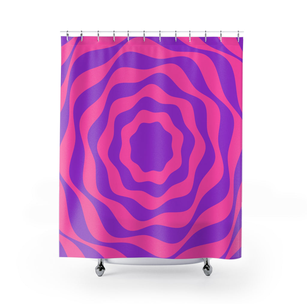 Op Art Wavy Swirl Shower Curtain Gift: Hypnotic Retro for Psychedelic Homes