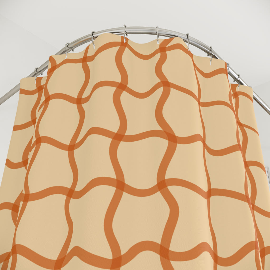 Terracotta Woven Grid Shower Curtain Gift: Warm Modernism for Soothing Spaces