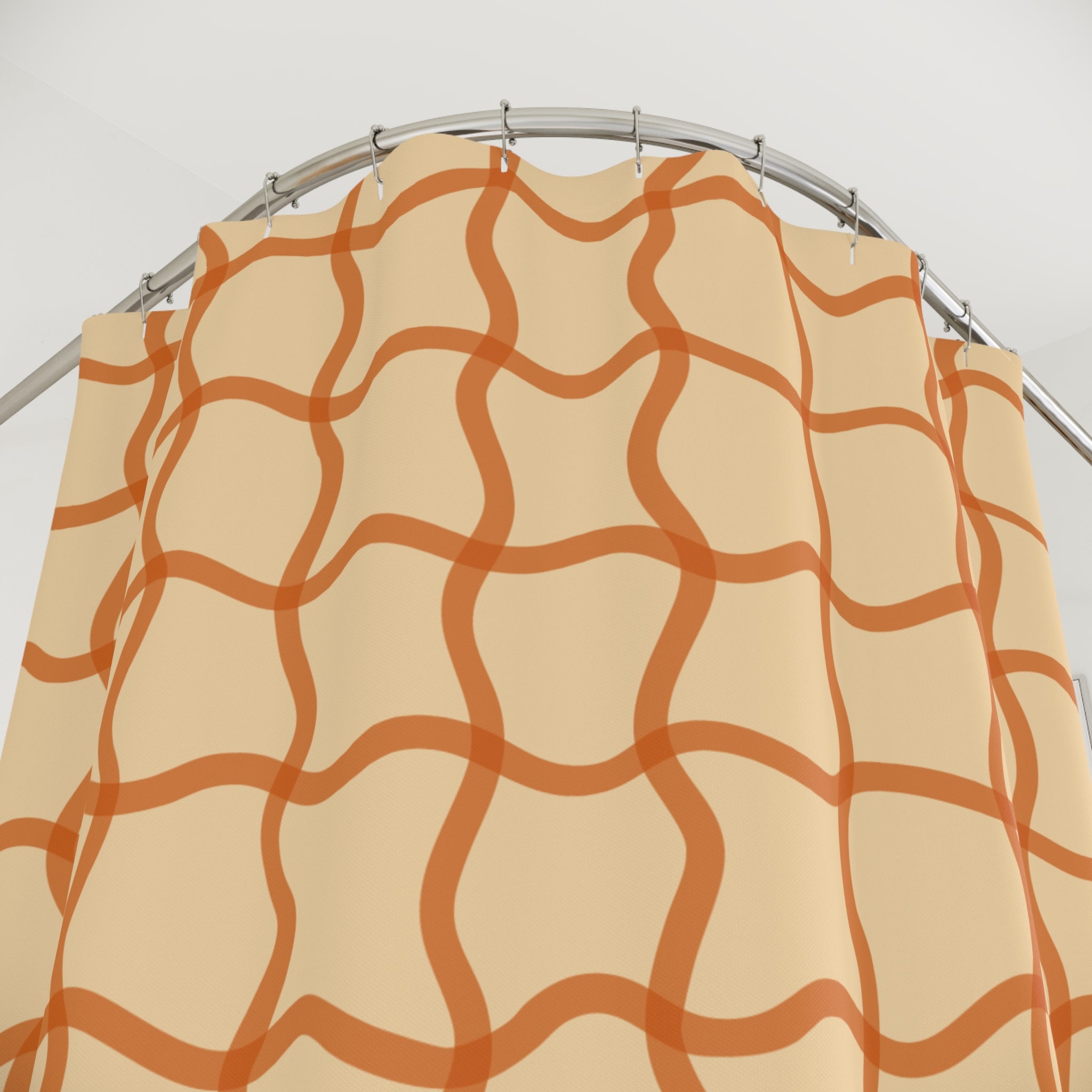 Terracotta Woven Grid Shower Curtain Gift: Warm Modernism for Soothing Spaces