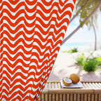 Wave Hello Red Pattern Blackout Window Curtain