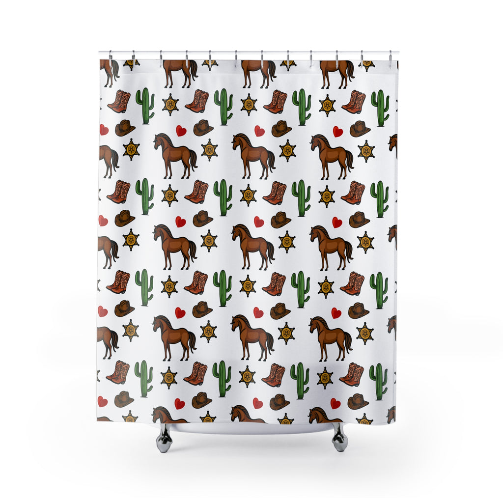 Whimsical Western Doodle Shower Curtain Gift: Sweet Frontier Fun for Playful Homes