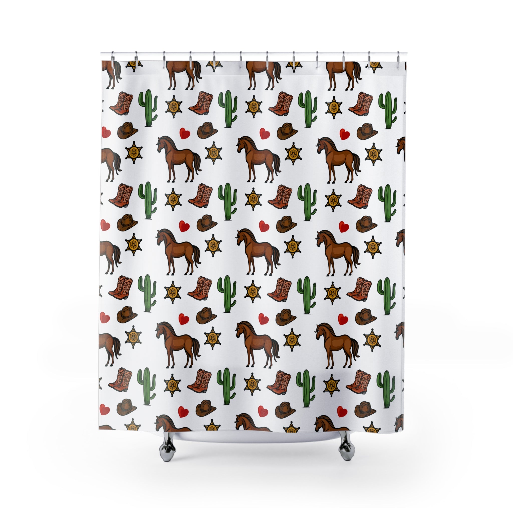 Whimsical Western Doodle Shower Curtain Gift: Sweet Frontier Fun for Playful Homes
