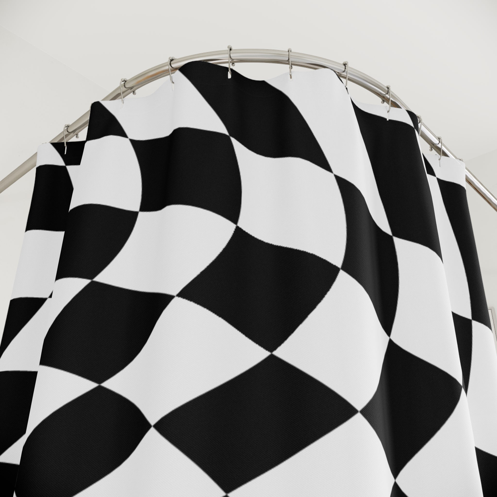 Psychedelic Black & White Checkerboard Shower Curtain Gift: Optical Illusion for Dynamic Homes