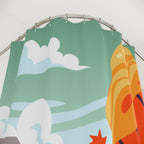 Picturesque Autumn Lakeside Cabin Shower Curtain Gift: Scenic Fall for Serene Homes