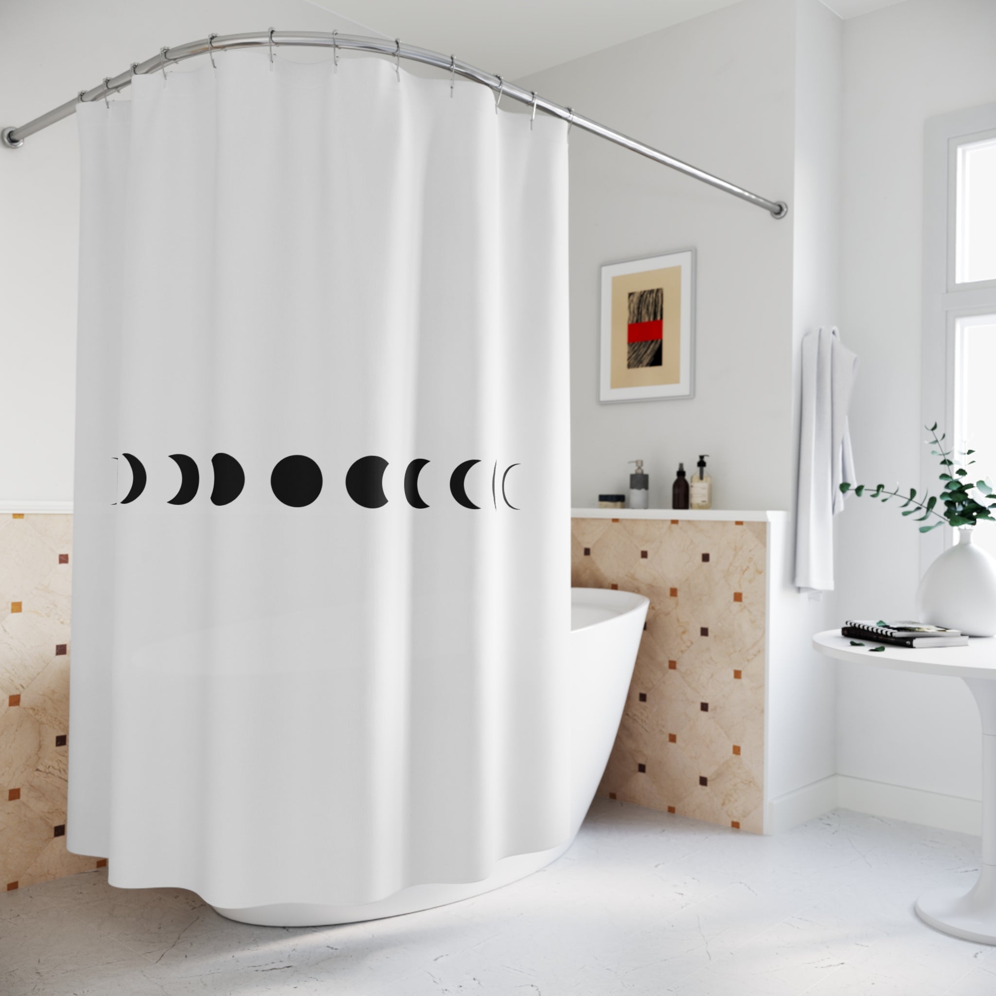 Minimalist Moon Phases Shower Curtain Gift: Celestial Serenity for Modern Homes