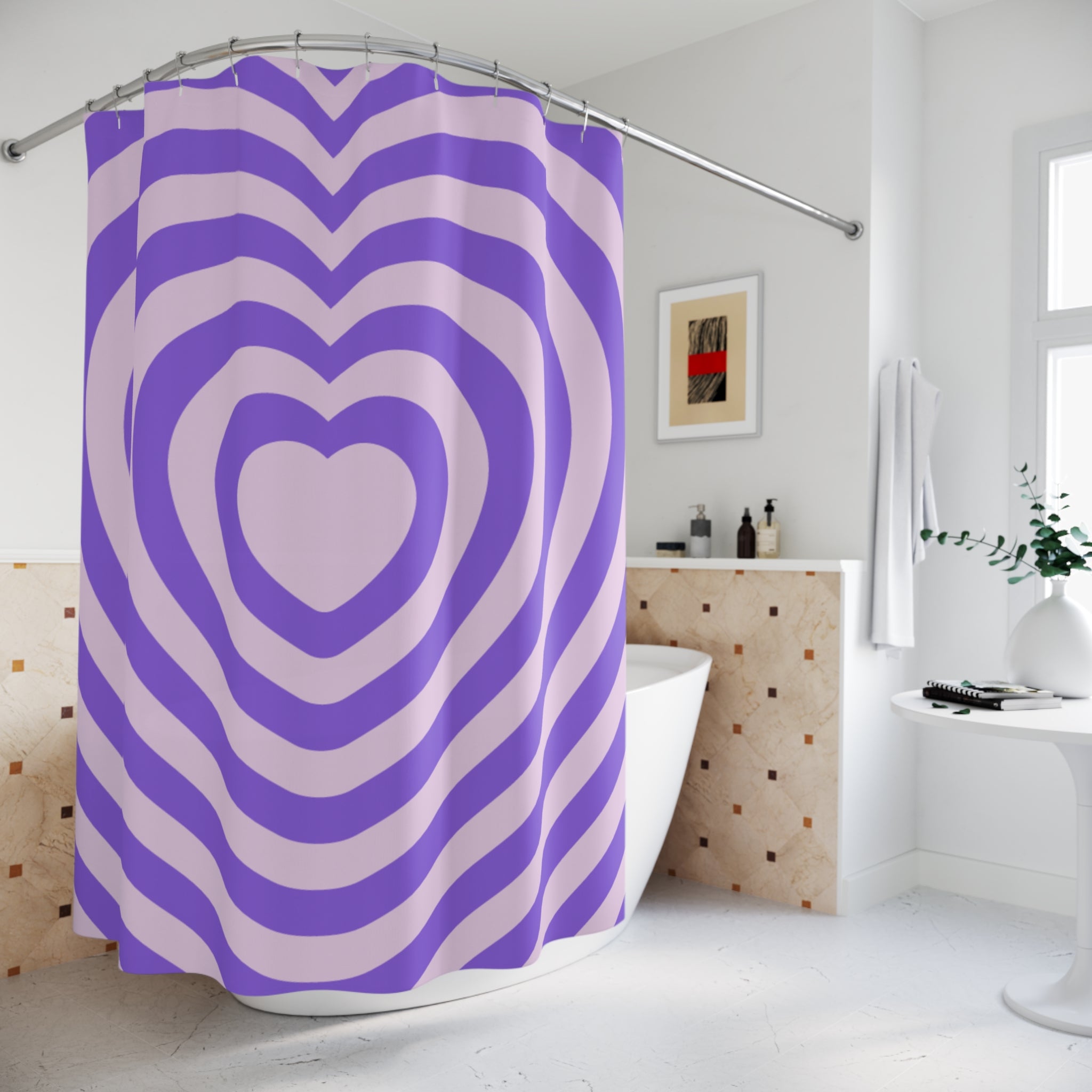 Psychedelic Wavy Heart Shower Curtain Gift: Groovy Love for Playful Homes