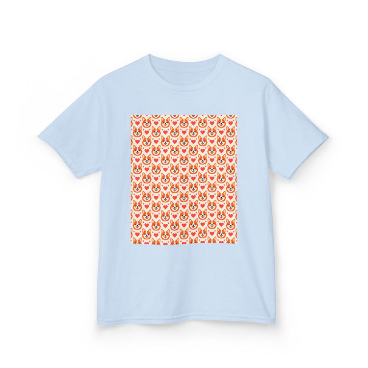 Corgi Hearts Kids Heavy Cotton™ kids tee in light-blue – original NewGiftDay design