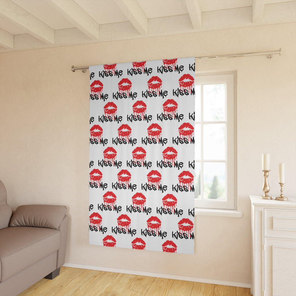 Bold Kiss Me Lip Patterned Blackout Window Curtain