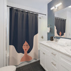 "Voluminous Serenity" Minimalist Woman Shower Curtain Gift: Empowering Art for Reflective Spaces