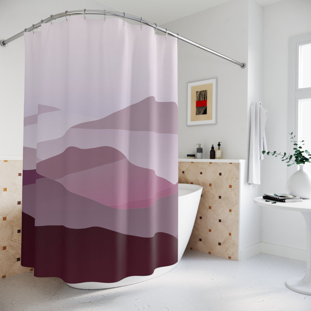 Abstract Purple Hills Shower Curtain Gift: Mystic Landscape for Serene Spaces