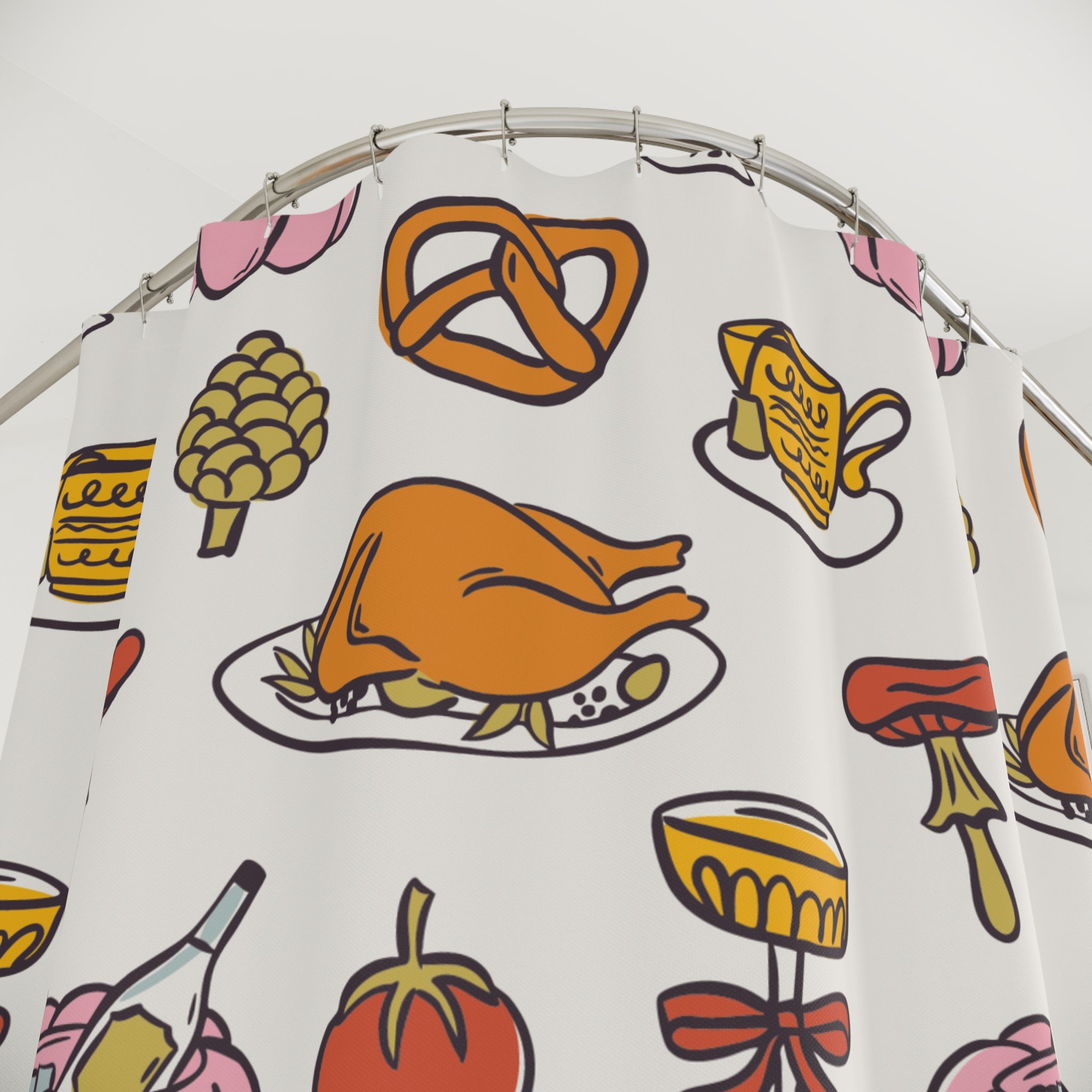 Oktoberfest & Autumn Feast Pattern Shower Curtain Gift: Festive Whimsy for Seasonal Celebrations