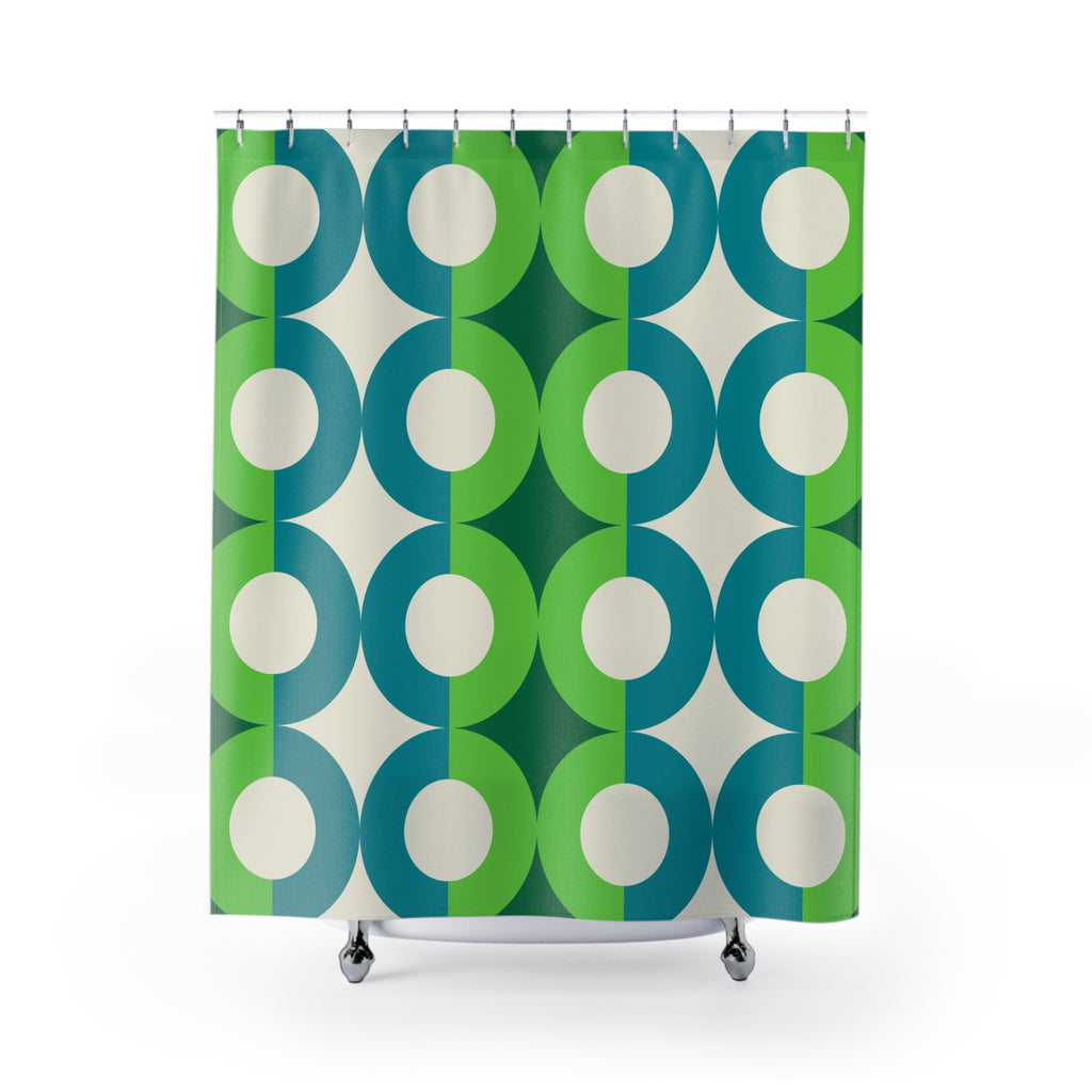 Retro Interlocking Circle Shower Curtain Gift: Mid-Century Mod for Groovy Homes