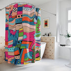 Folk Art Patchwork Shower Curtain Gift: Bohemian Charm for Eclectic Homes