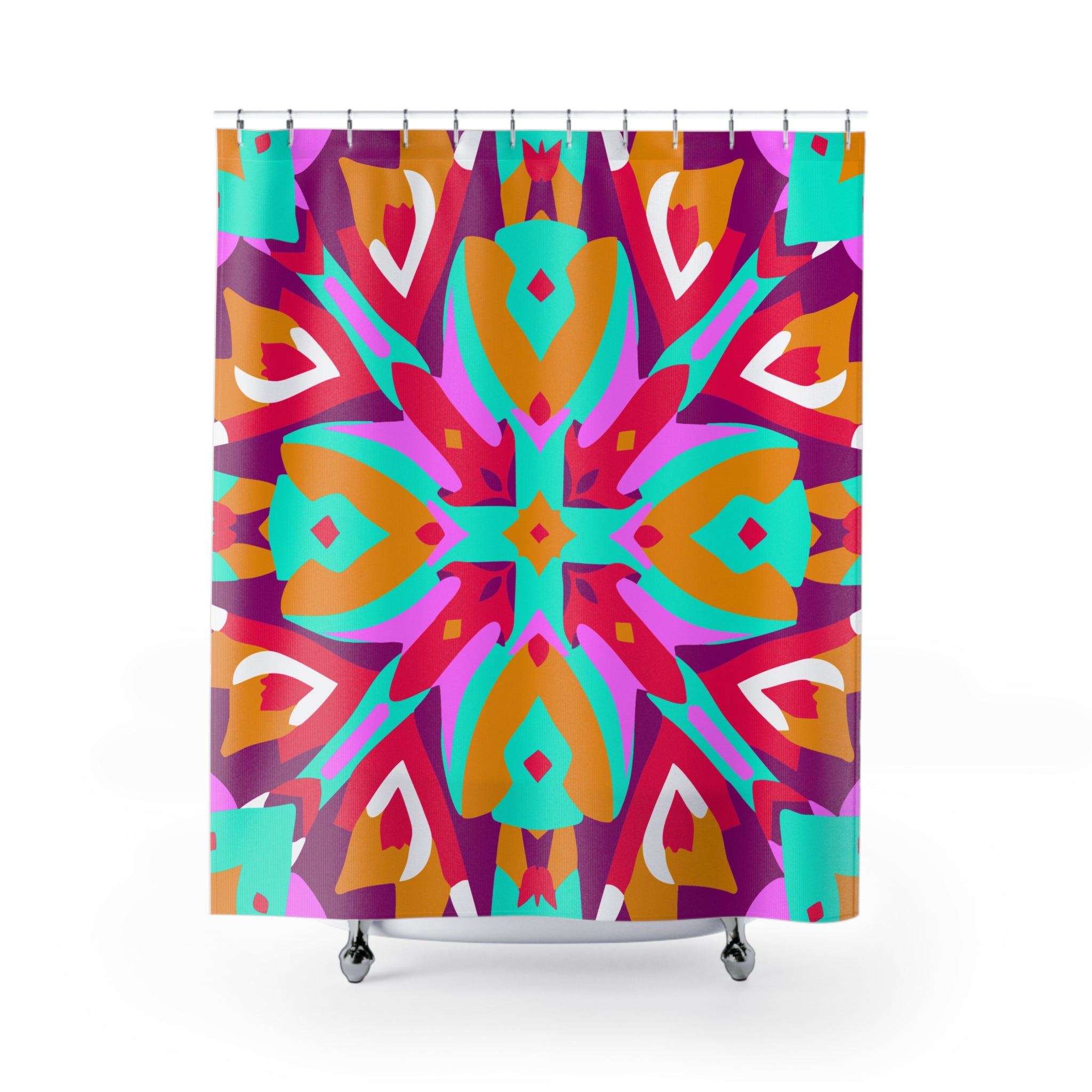 Abstract Geometric Pink Mandala Shower Curtain Gift: Zen Art for Serene Homes