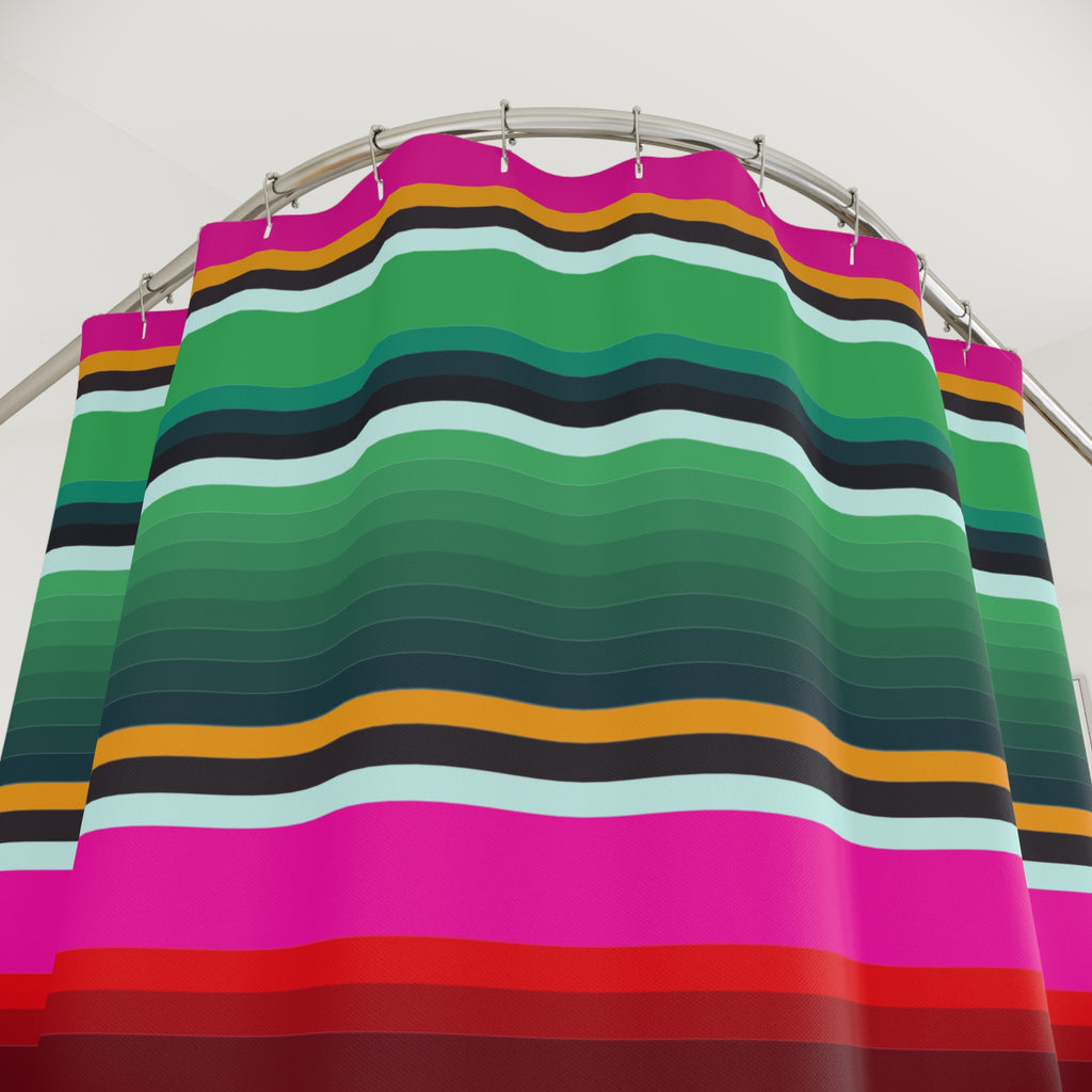Serape Stripe Maximalist Shower Curtain Gift: Vibrant Culture for Bold Upgrades