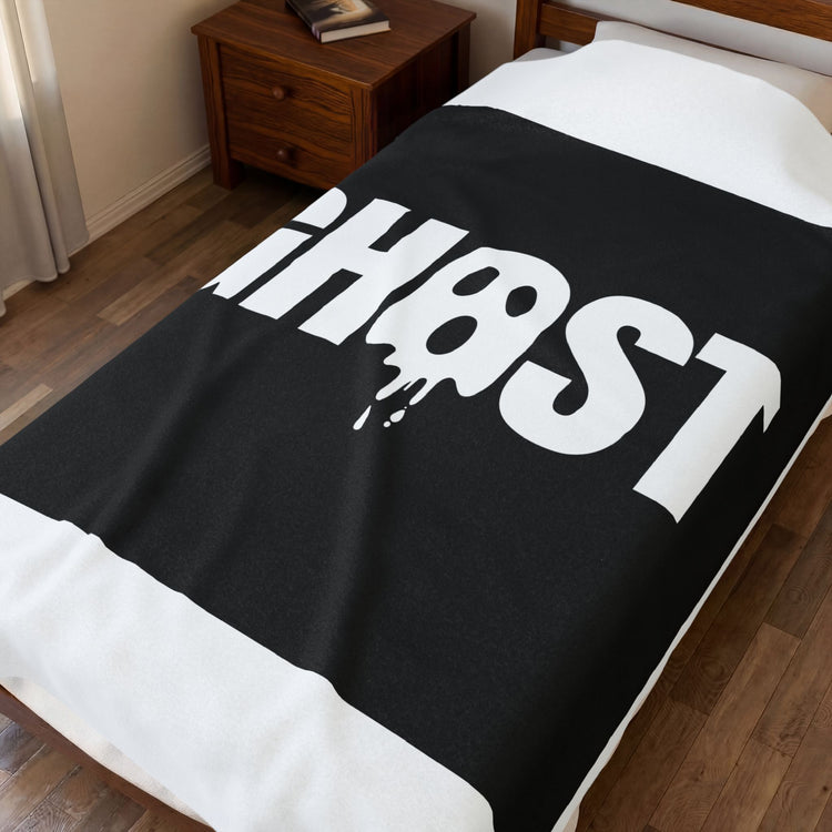 Dripping Ghost Lettering Cozy Throw for Fall Nights blanket – original NewGiftDay design, view 3
