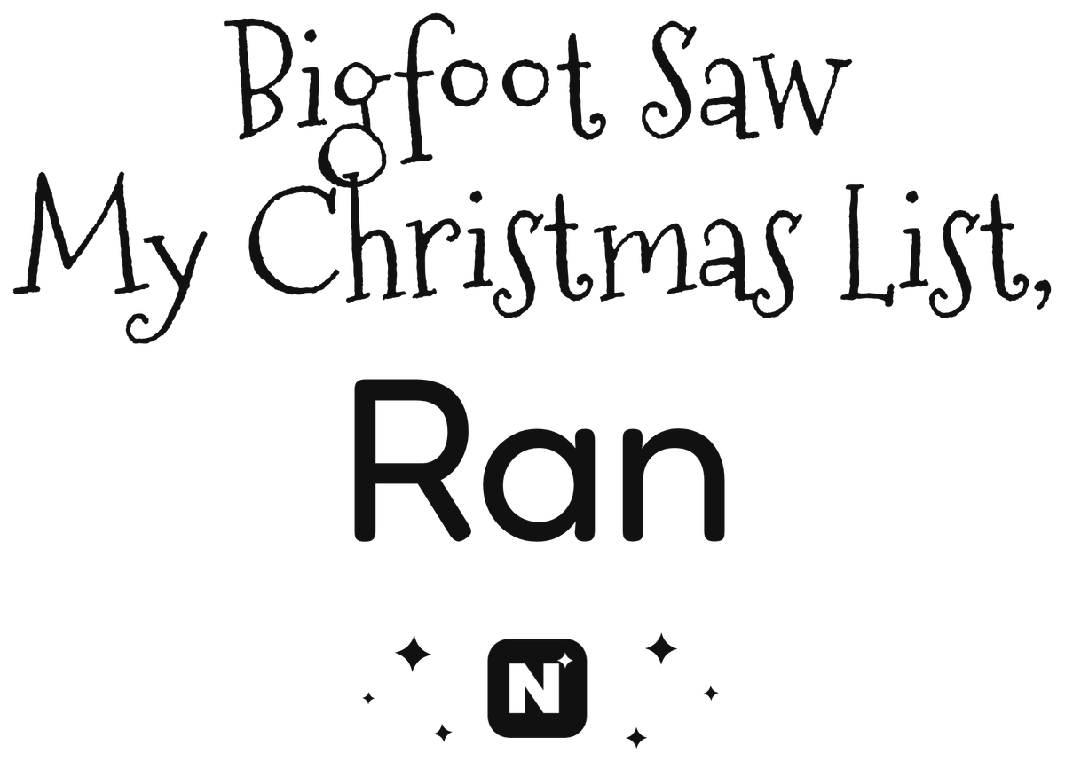 Bigfoot Christmas List Square Keychain design artwork