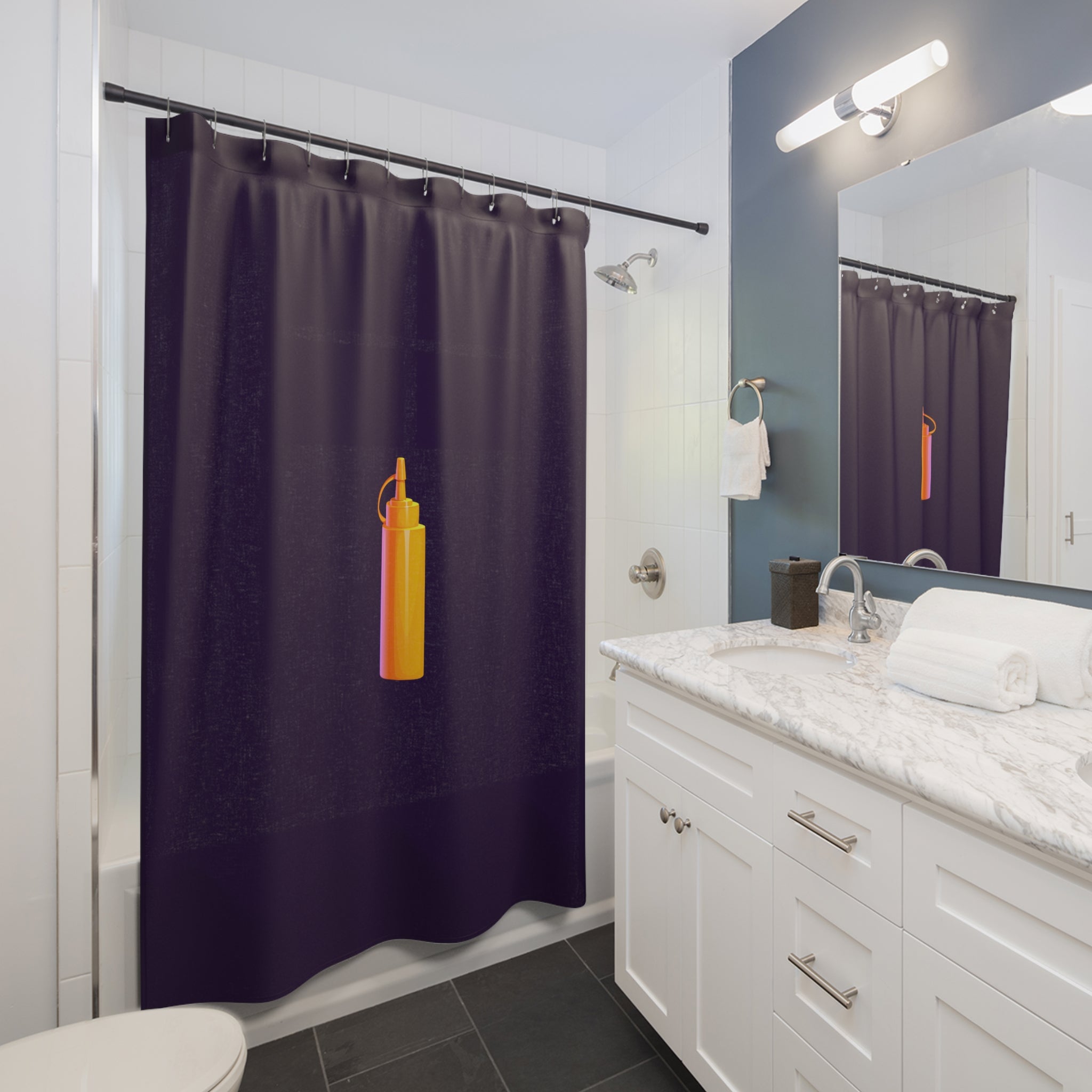 Minimalist Squeeze Bottle Shower Curtain Gift: Pop Art Edge for Foodie Homes