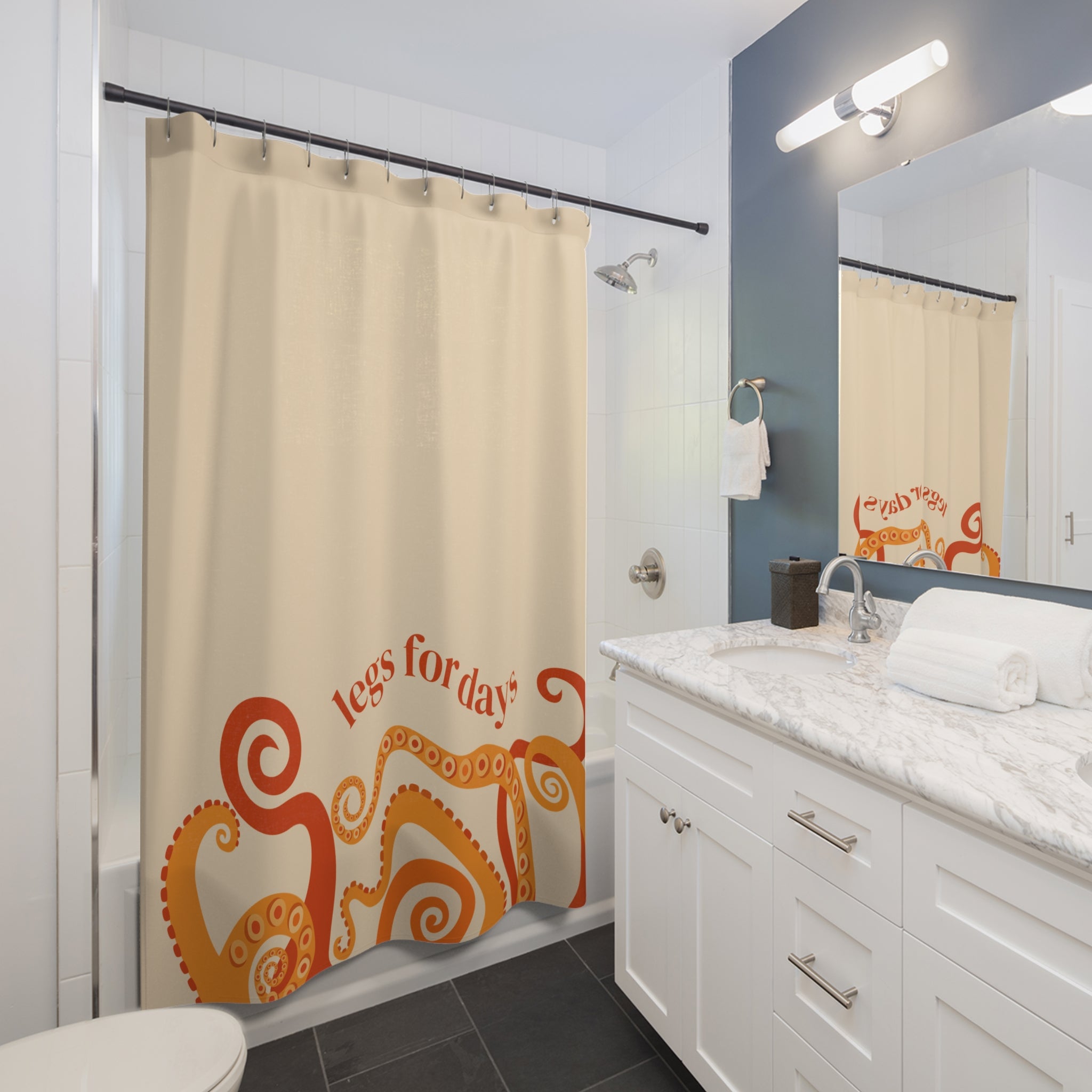 "Legs For Days" Octopus Tentacle Shower Curtain Gift: Humorous Marine Art for Playful Homes