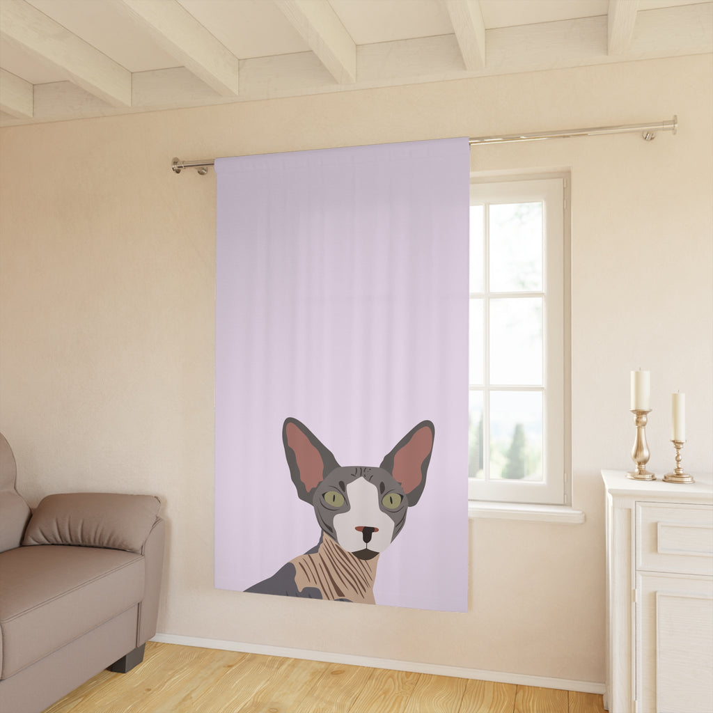 A Sphynx is Bold AF on Soft Pink Blackout Window Curtain