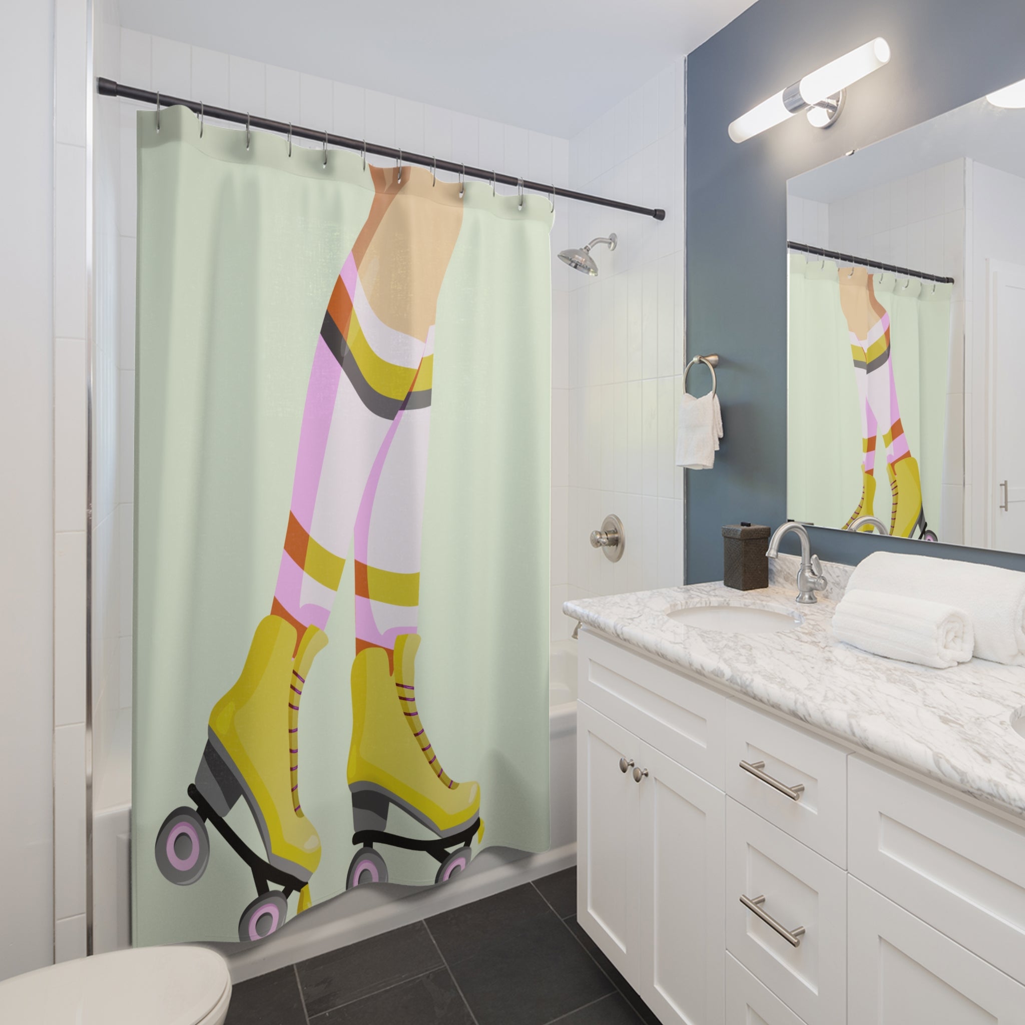 Retro Roller Skate Chic Shower Curtain Gift: Groovy Vibes for Nostalgic Bathrooms