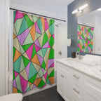 Geometric Stained Glass Shower Curtain Gift: Modern Mosaic Art for Vibrant Homes