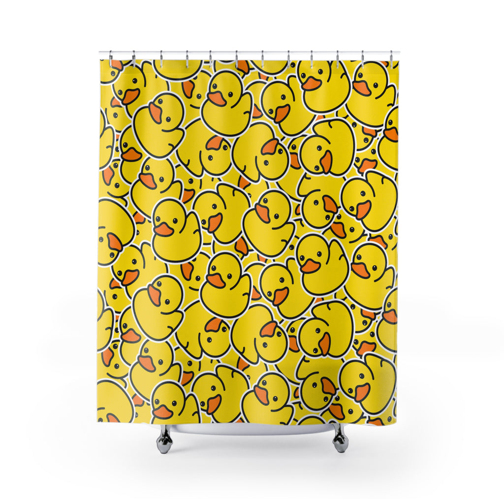 Rubber Ducky Chaos Pattern Shower Curtain Gift: Nostalgic Fun for Playful Homes