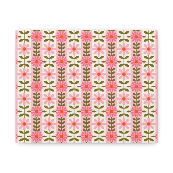 Retro Daisy Blooms Stretched Canvas design