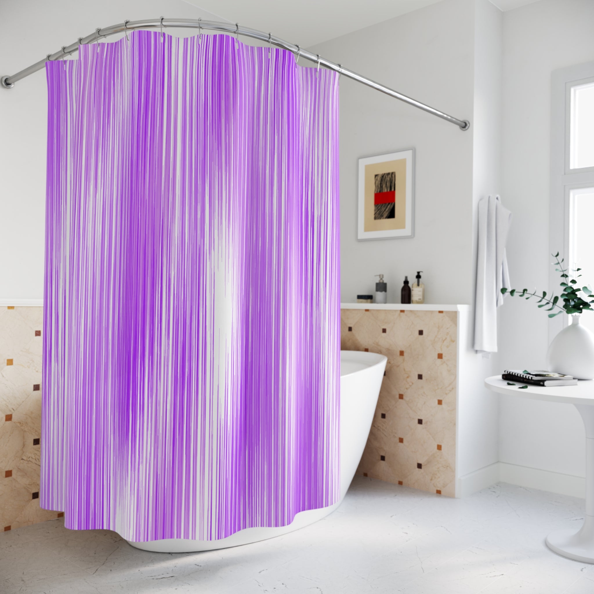 Vibrant Vertical Stripe Shower Curtain Gift: Abstract Art for Dynamic Spaces