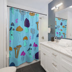 Whimsical Mushroom Blue Forest Shower Curtain Gift: Enchanted Nature for Cozy Homes