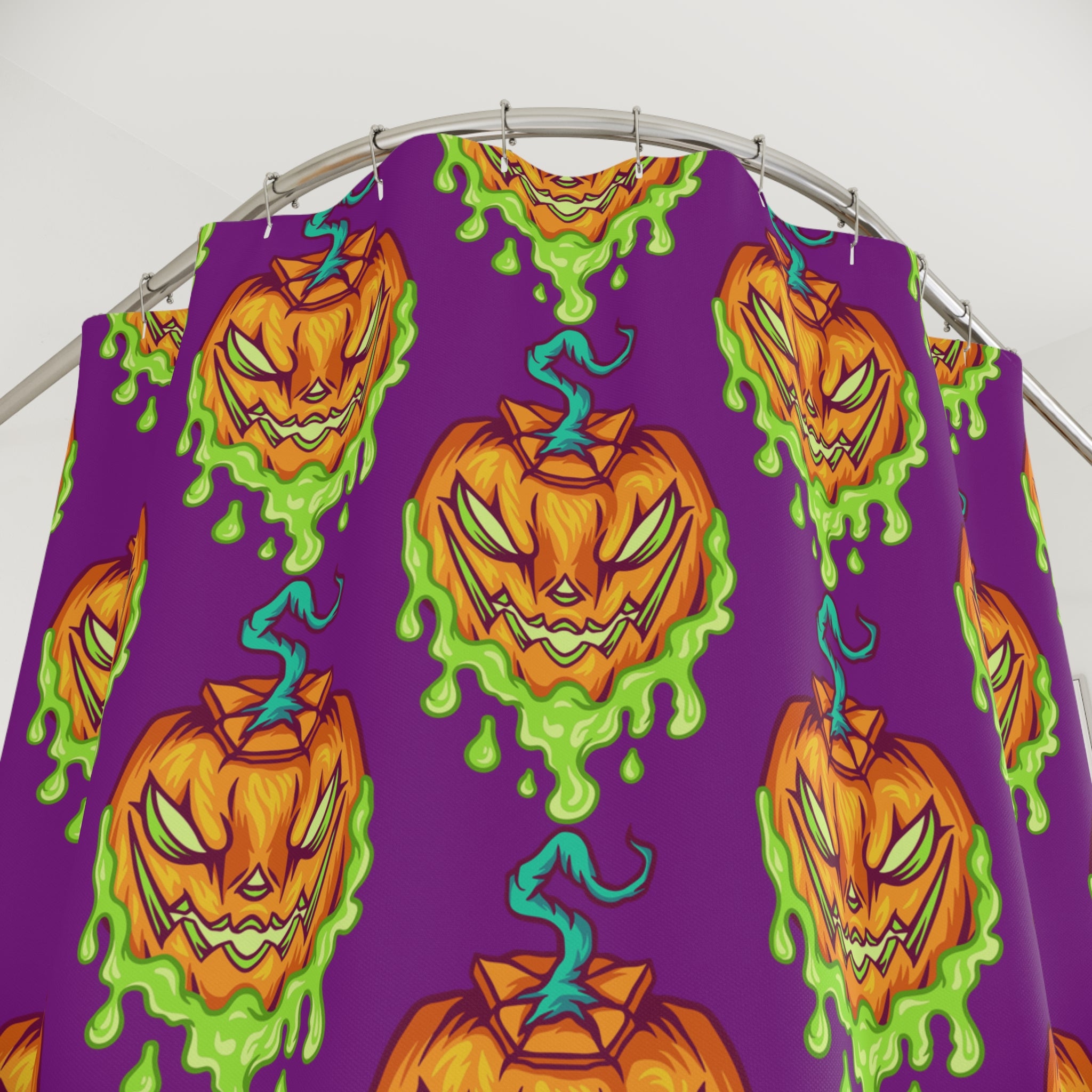 Spooky Melting Jack-O'-Lantern Pattern Shower Curtain Gift: Horror Punk for Halloween Homes