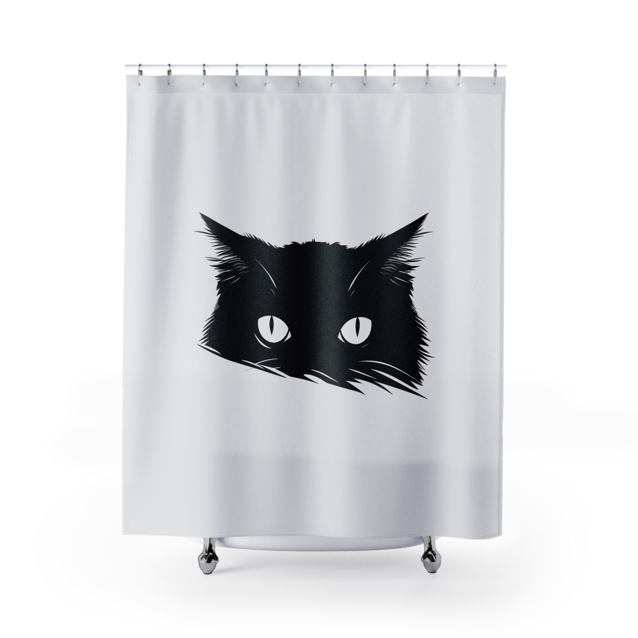Peekaboo Black Cat Shower Curtain Gift: Minimalist Mystique for Cat Lovers