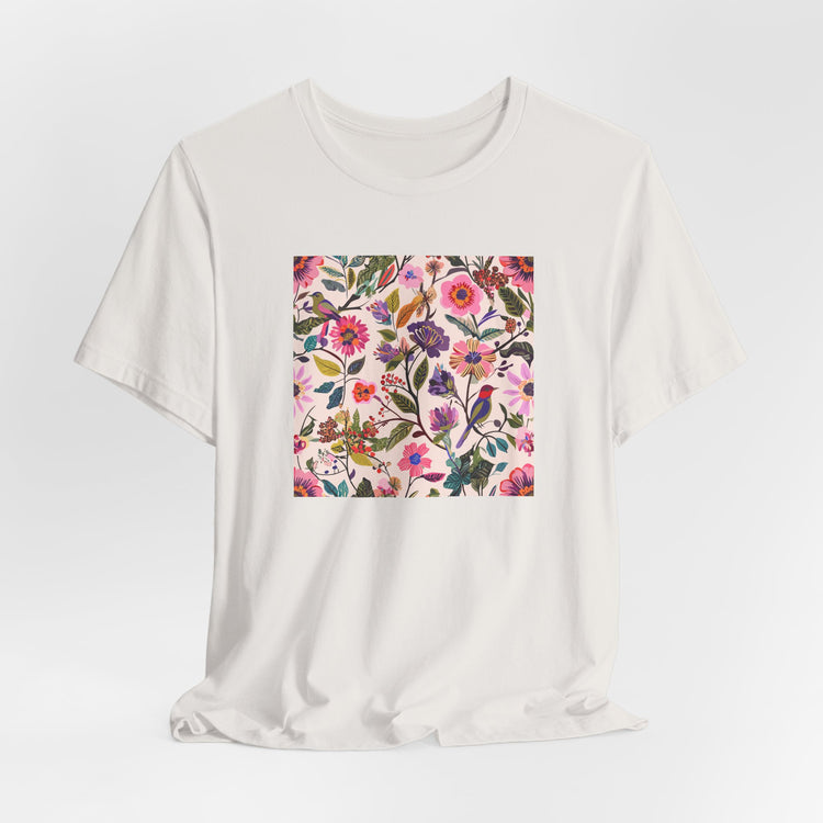 Blush Bird Garden DTG Printed for Spring Smiles T-shirt in vintage-white – original NewGiftDay design