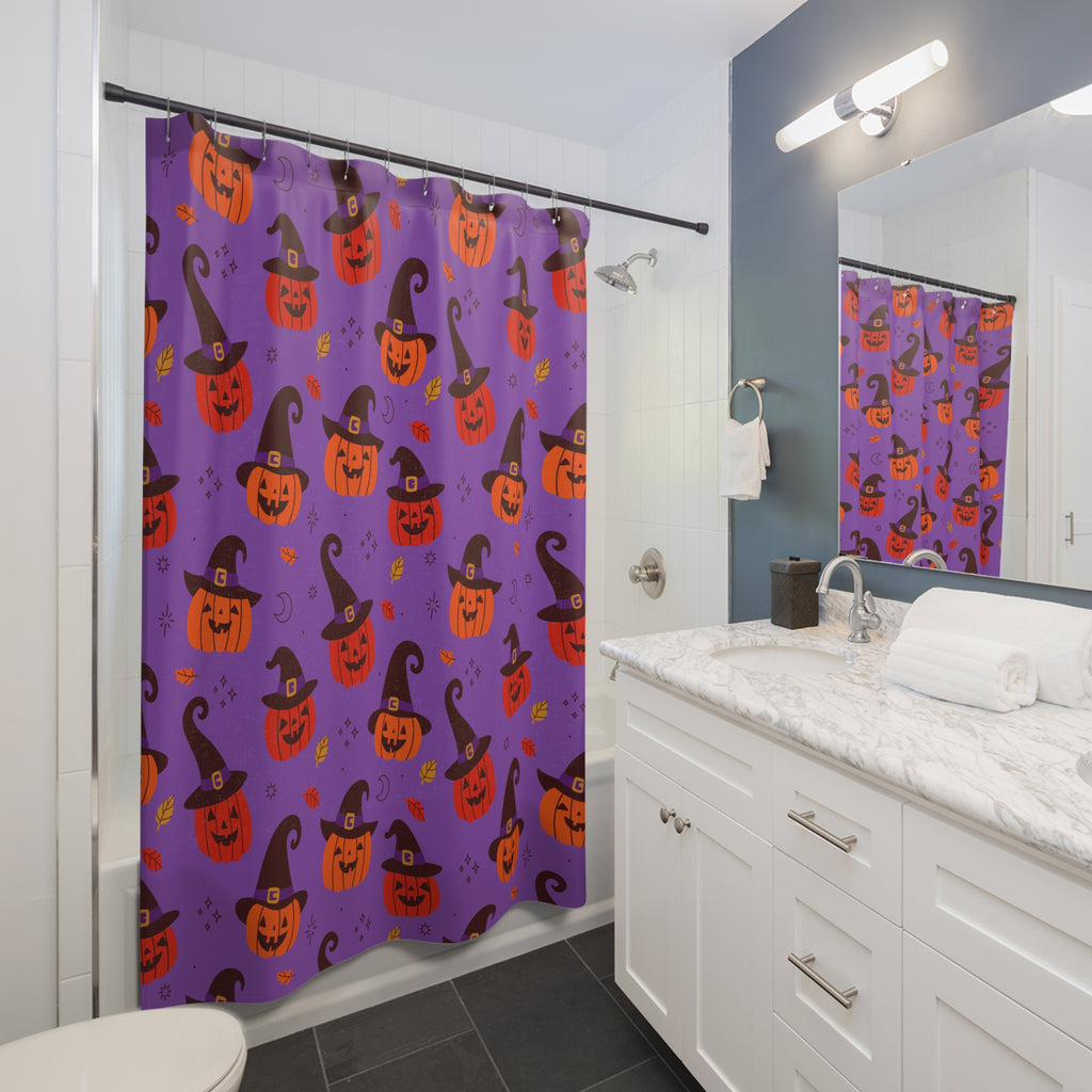Witch Hat Jack-O'-Lantern Pattern Shower Curtain Gift: Playful Spooky for Festive Homes