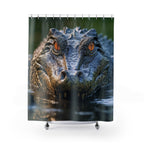 Amber-Eyed Alligator Portrait Shower Curtain Gift: Wild Presence for Bold Homes