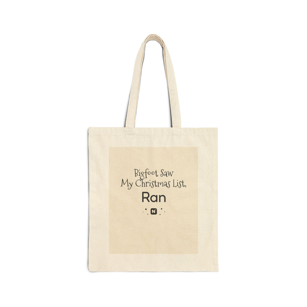 Bigfoot Christmas List tote bag – original NewGiftDay design, view 2