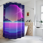 Retrowave Synthwave Horizon Shower Curtain Gift: 80s Cyberpunk for Retro Homes
