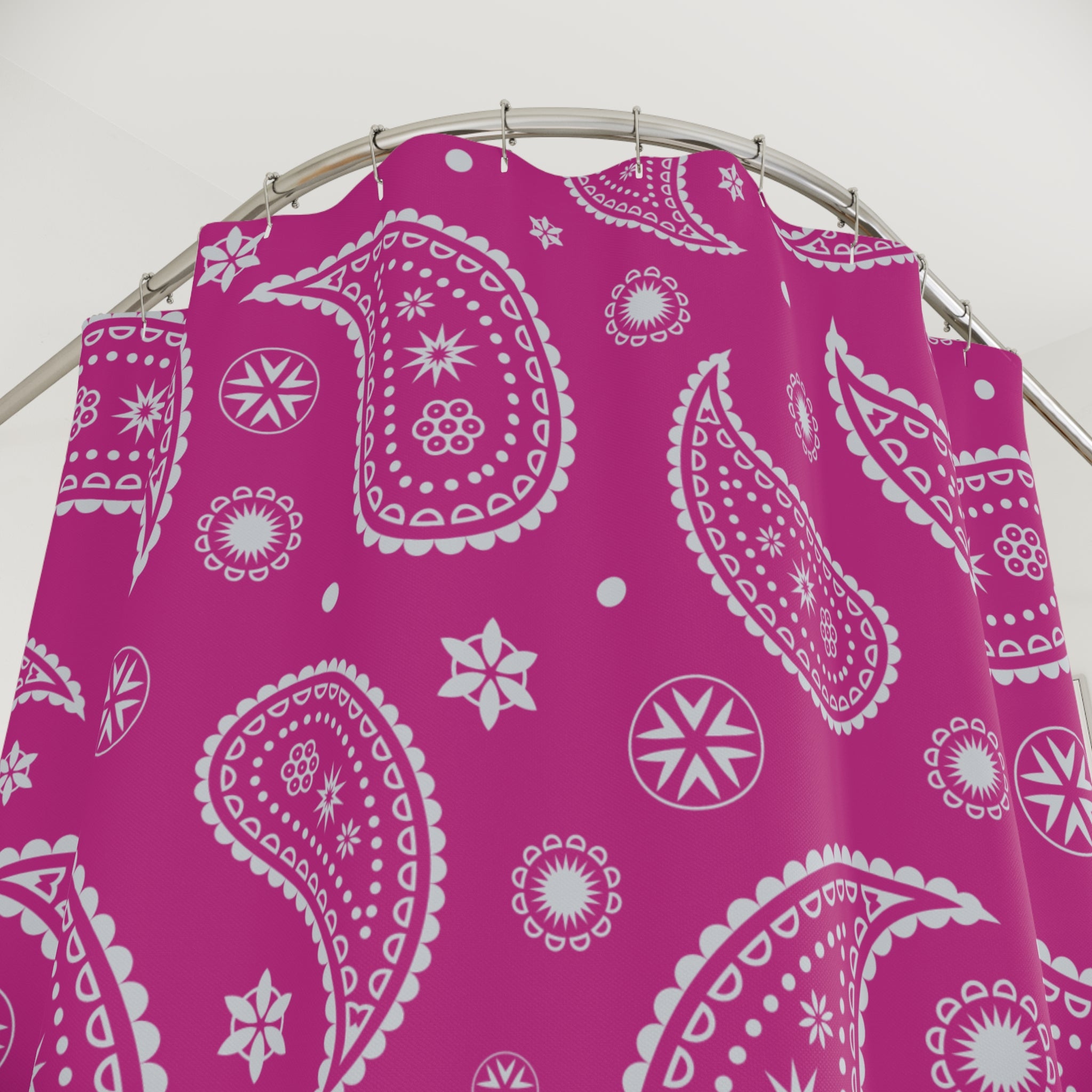 Magenta Ornate Paisley Shower Curtain Gift: Bohemian Boldness for Maximalist Homes