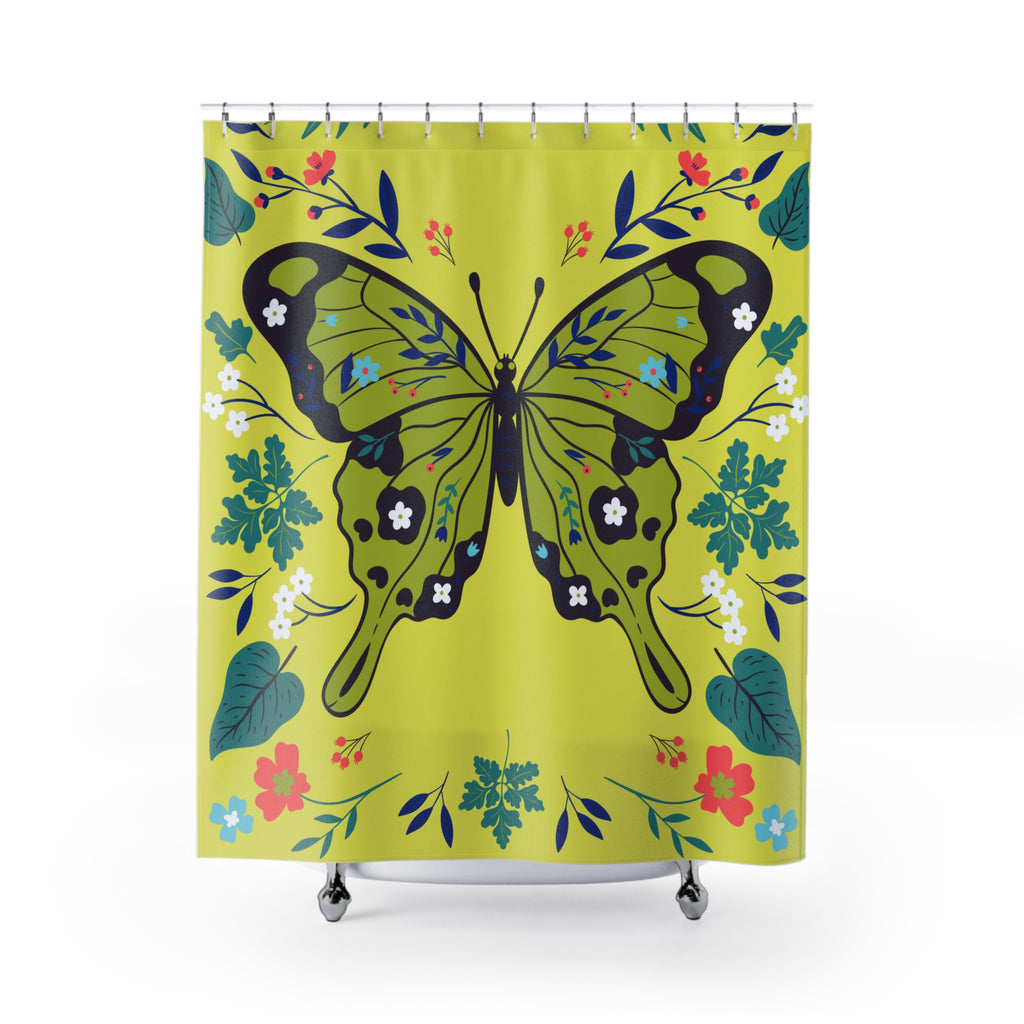 Monarch Butterfly Folk Art Shower Curtain Gift: Sunny Vitality for Nature Lovers