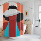 Abstract Sun Hat & Swimsuit Shower Curtain Gift: Minimalist Summer for Modern Homes