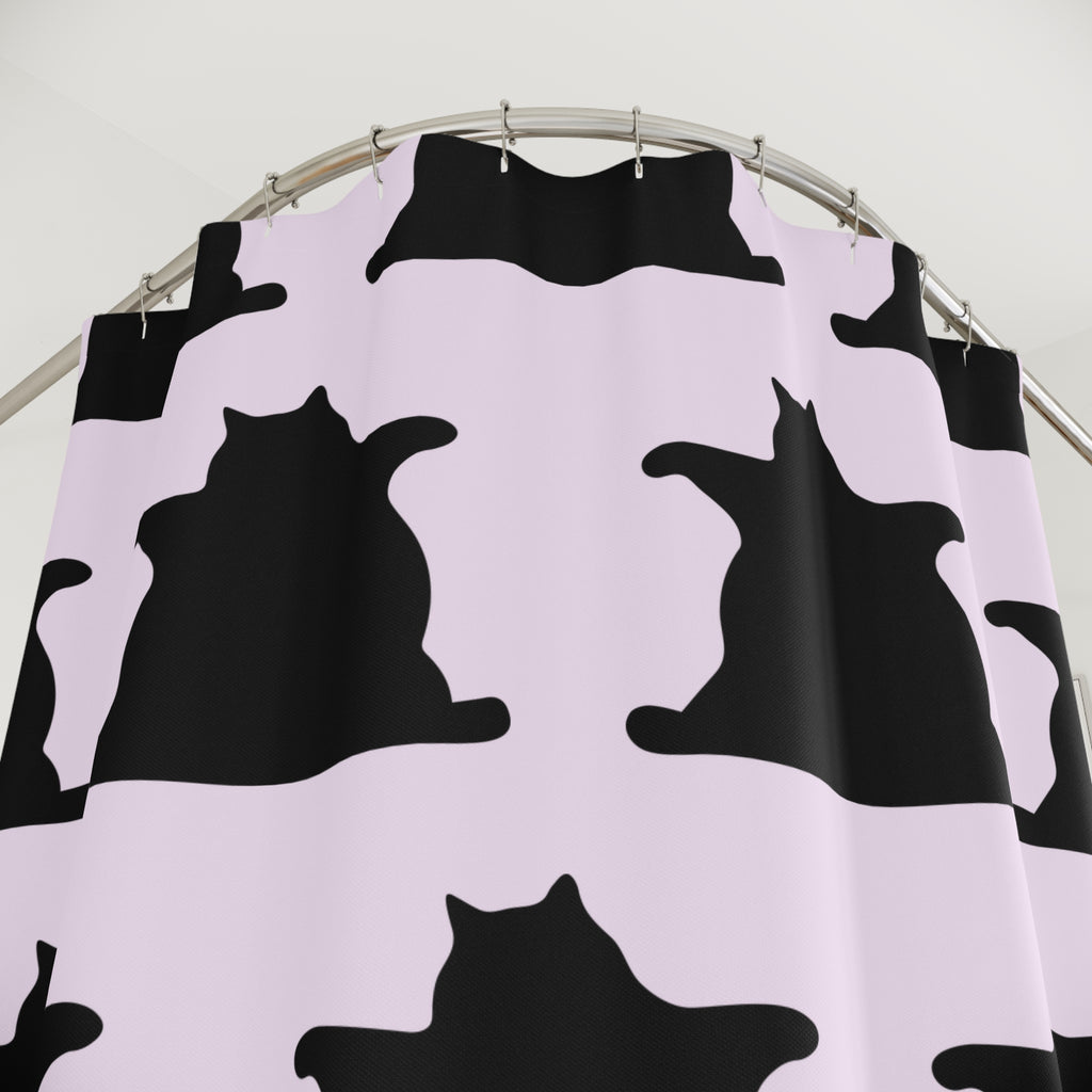 Black Cat Rug Print Shower Curtain Gift: Dark Whimsy for Edgy Cat Lovers
