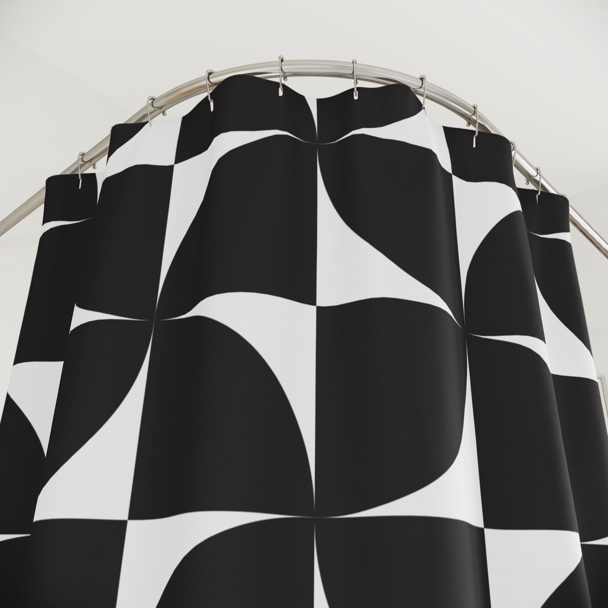 Bold Black & White Op Art Shower Curtain: Gift for a Modern Home Vibe
