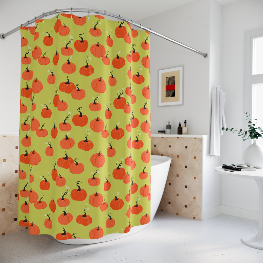 Cheerful Pumpkin Patch Pattern Shower Curtain Gift: Vibrant Autumn for Festive Homes